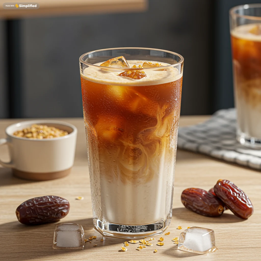 لاتيه شاي التمر البارد